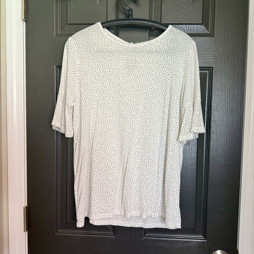 LC Lauren Conrad Polka Dot Bell Sleeve Top‎  L Feminine Soft Girl Cottagecore